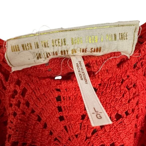 Free People Jen’s Pirate Booty Crochet Nelli Top Red Coral Large NWOT - Picture 4 of 7